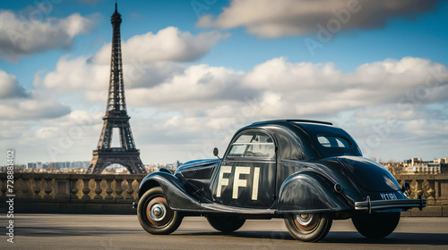 AI-Generated Image: Vintage French Traction Avant Car with 