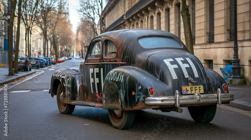 AI-Generated Image of Vintage French Front-Wheel Drive Car with FFI Inscription