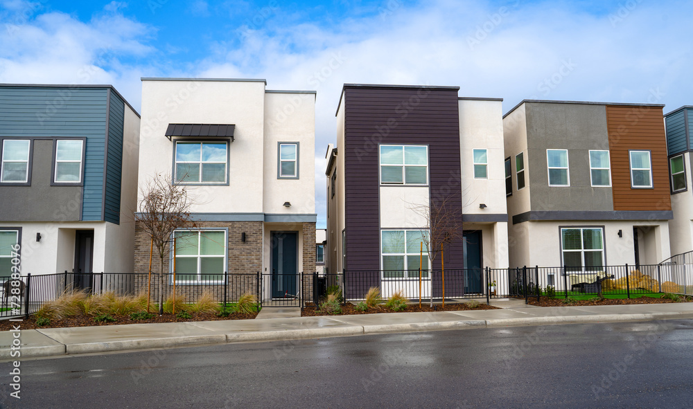 Exterior view of modern Townhomes