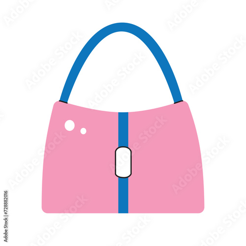 Pink purse handbag or clutch bag isolated flat vector illustration