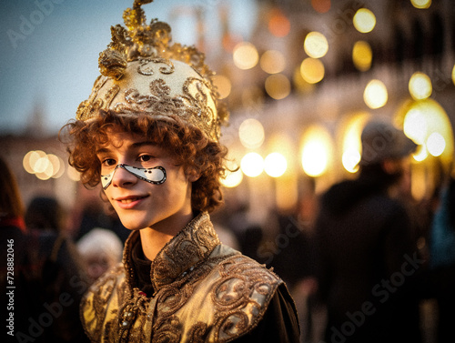 AI-Generated Portrait of a Masked Teenager at Venice Carnival © Uolir