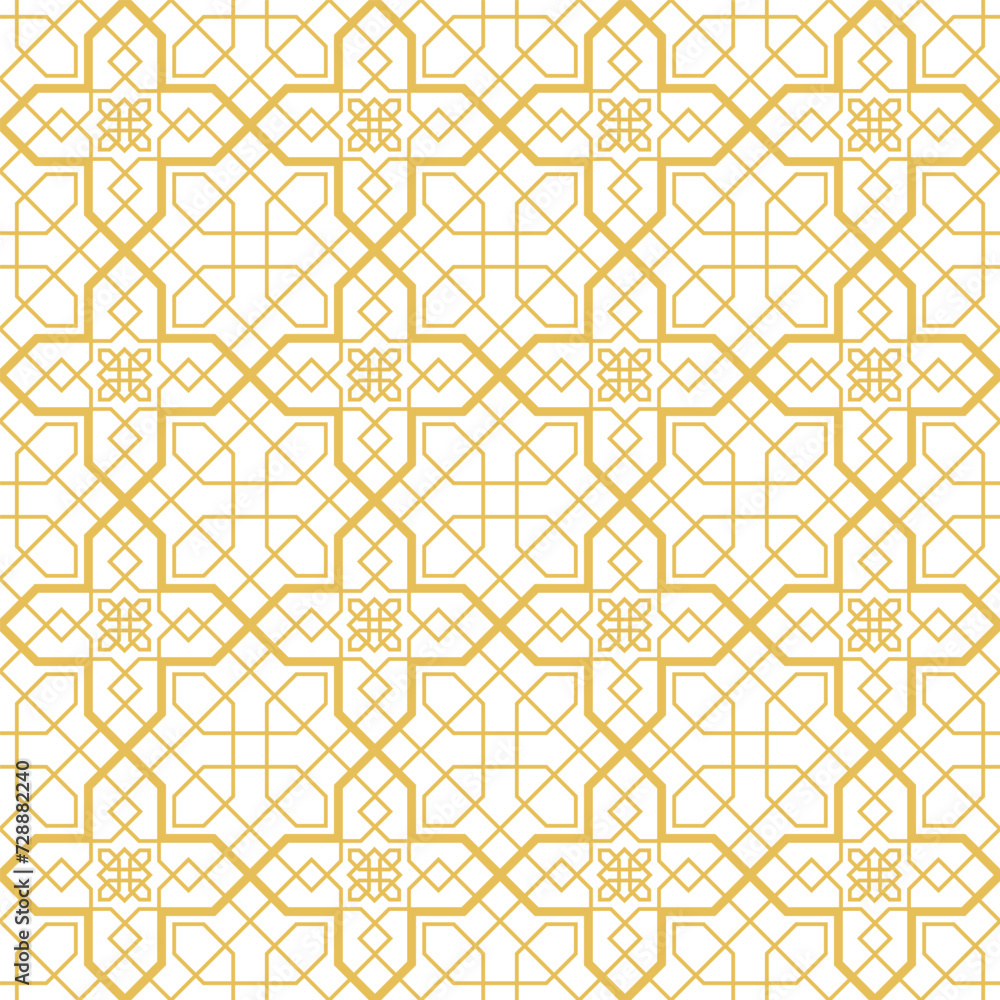 Arabic geometric mosaic printable seamless pattern with abstract Moroccan print in blue and orange colors. Ramadan Kareem Traditional Islamic art Illustration background Arabic geometric mosaic printable seamless pattern with abstract Moroccan print in blue and orange colors. Ramadan Kareem Traditional Islamic art Illustration background