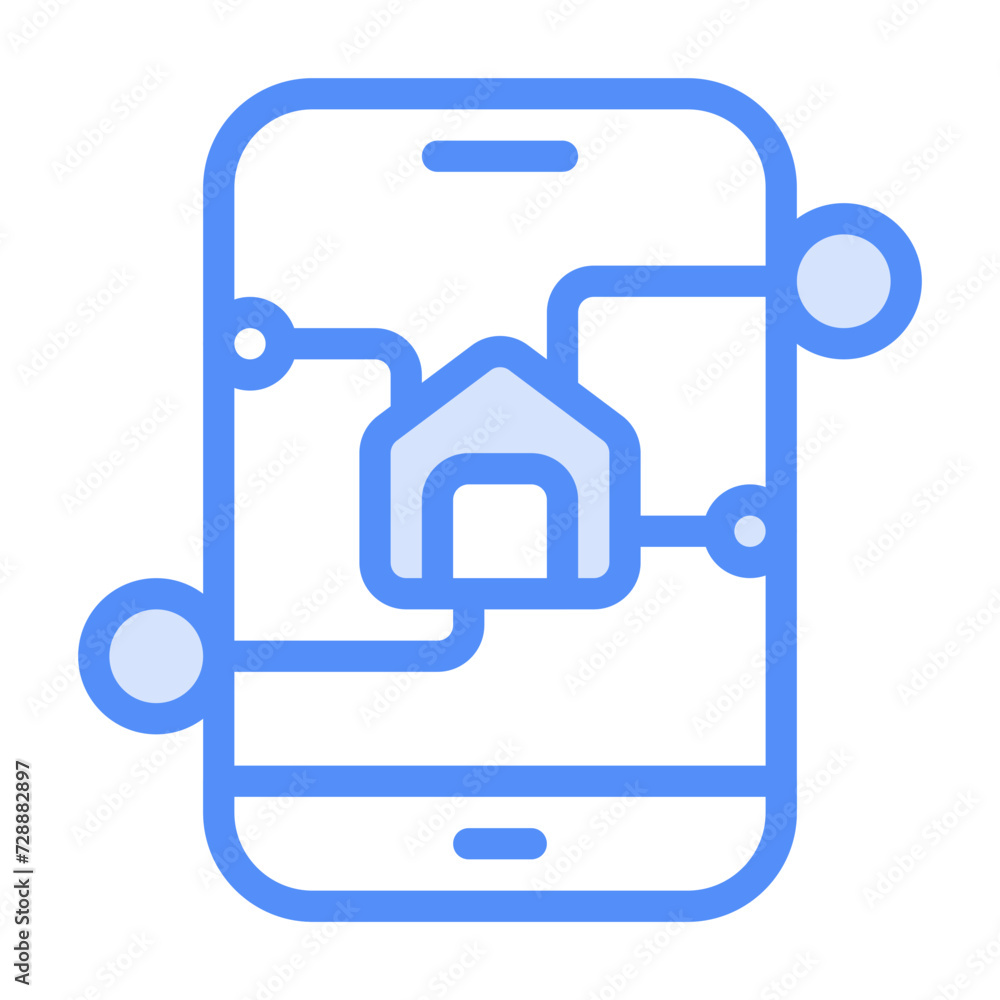 Smart home mobile control icon with lineal color style Smart home mobile control icon with lineal color style