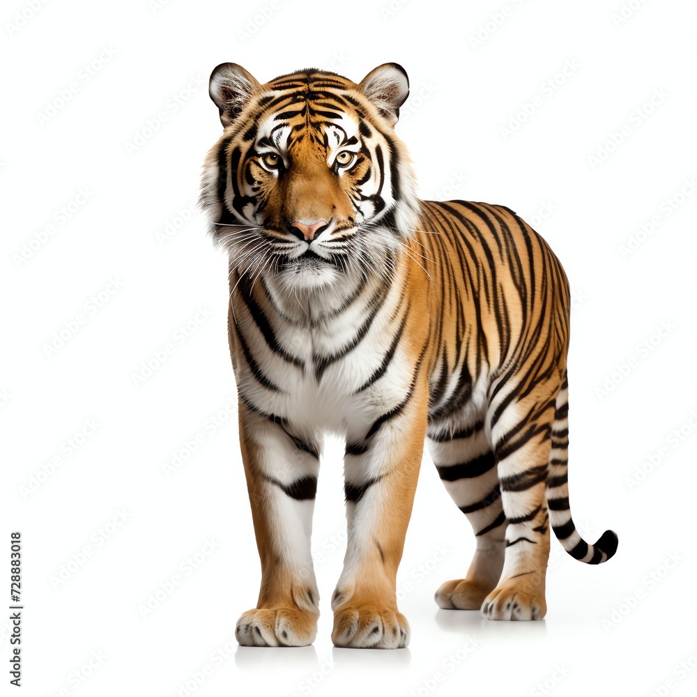 a bengal tiger, studio light , isolated on white background