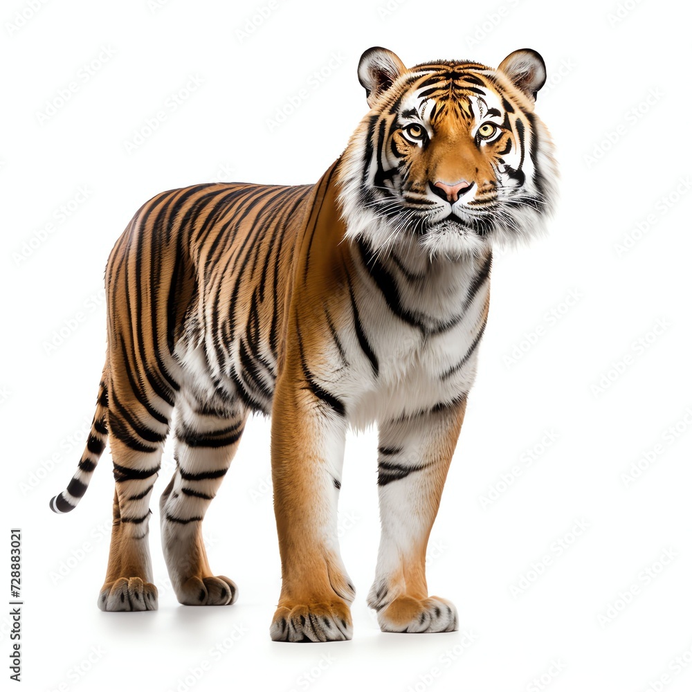 a bengal tiger, studio light , isolated on white background