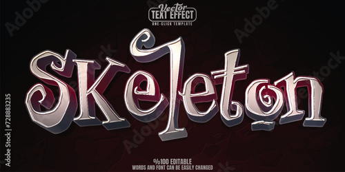 Skeleton editable text effect, customizable skull and bone 3D font style