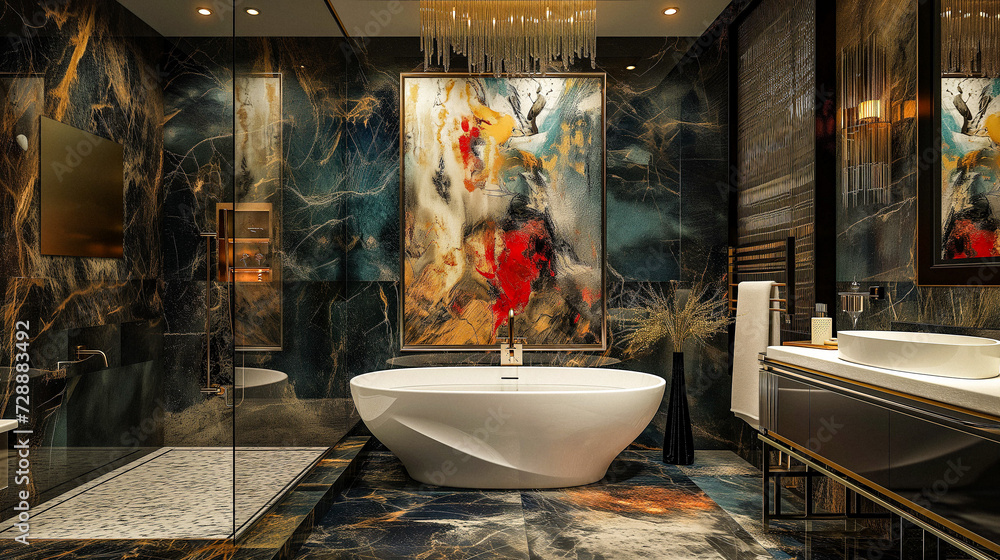 AI-Generated Luxurious Artistic Bathroom