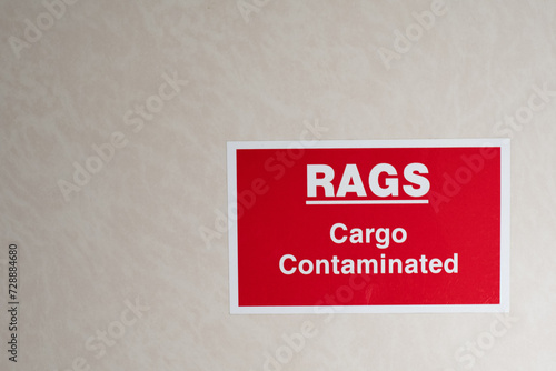 cargo contaminated rags logo as an idea to segregate for marine pollution control on board ship
