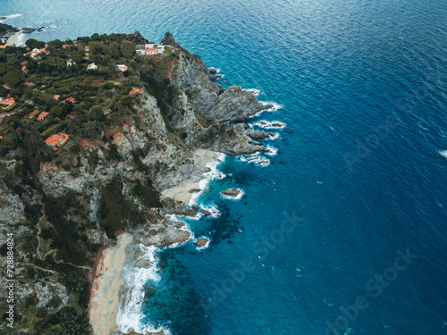 Seascape With Cliff and houses in Calabria
