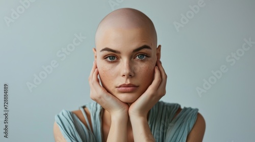 Woman undergoing her first chemotherapy. generative ai
