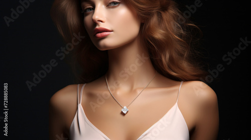 Beauty People and Jewelry Concept - Beautiful Woman Wearing Jewelry
