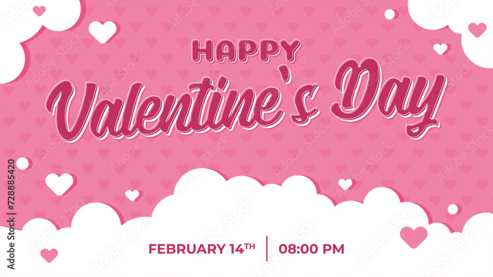 Vector Illustration of Valentine's Day Template. Valentine Poster Card Romantic Romance Love
