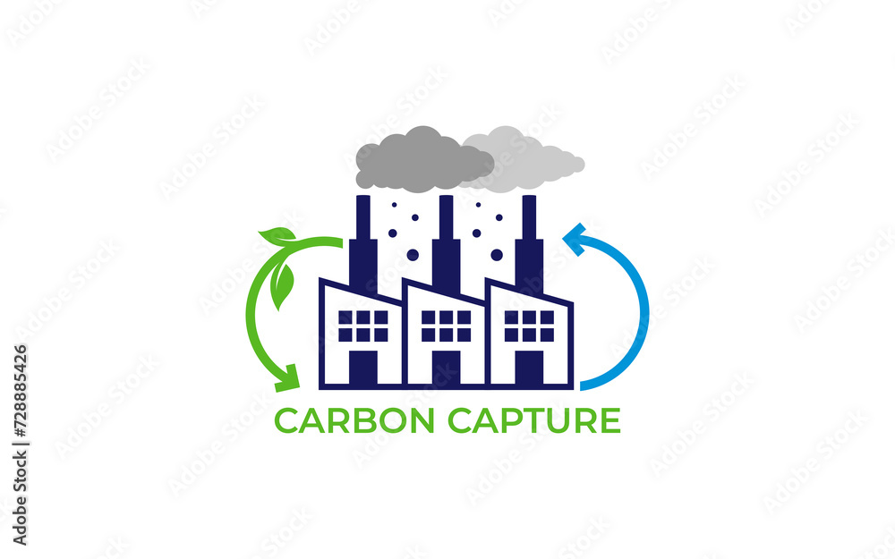 Illustration vector graphic of reduce carbon emissions environmental pollution logo design template Illustration vector graphic of reduce carbon emissions environmental pollution logo design template