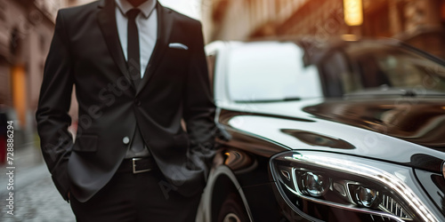 Professional luxury car salesman in luxury show