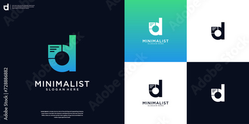 Letter D with Paper Notes Logo Icon Design Template.