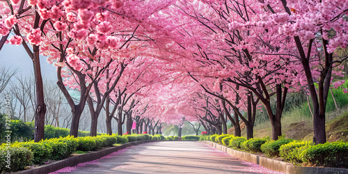 Sakura Cherry blossoming alley. Wonderful