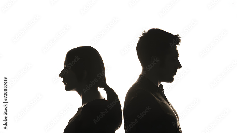 Silhouette of a Couple in Disagreement Silhouette of a Couple in Disagreement