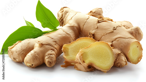 Fresh ginger root isolated on white background
