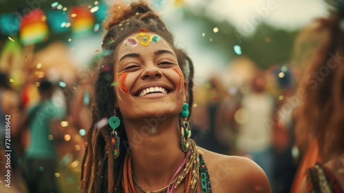 person enjoying a festival with friends generative ai