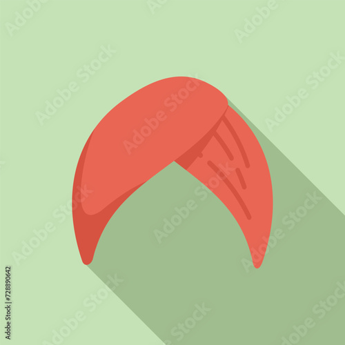 Religion turban icon flat vector. Head east religion. Muslim asian headgear