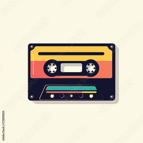 Audio cassette in cartoon, doodle style. Image for t shirt. Isolated 2d vector illustration in logo, icon, sketch style, Eps 10. AI Generative