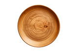 Top view of an empty wooden plate, png file of isolated cutout on transparent background