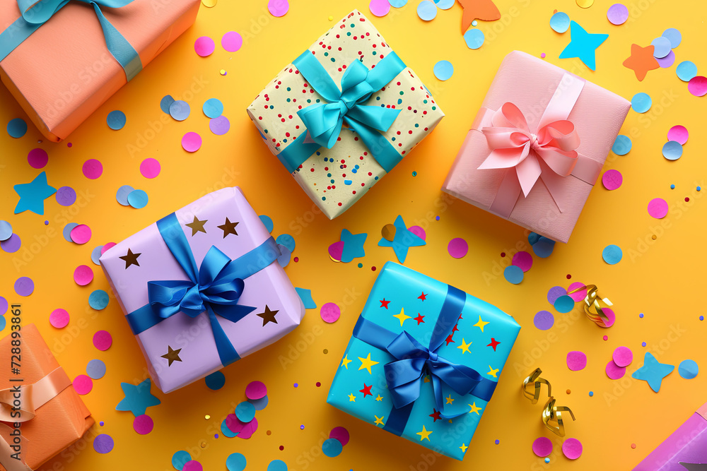 Seamless colorful gift boxes with ribbons Seamless colorful gift boxes with ribbons