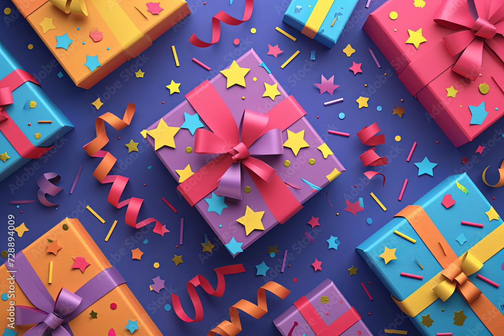 Seamless colorful gift boxes with ribbons Seamless colorful gift boxes with ribbons