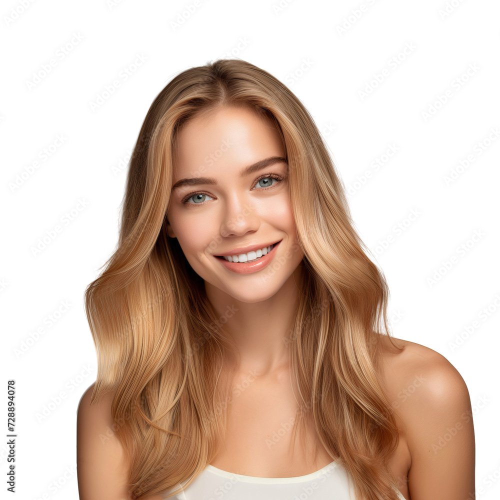 Beautiful smiling cosmetic model close up, png file of isolated cutout on transparent background Beautiful smiling cosmetic model close up, png file of isolated cutout on transparent background