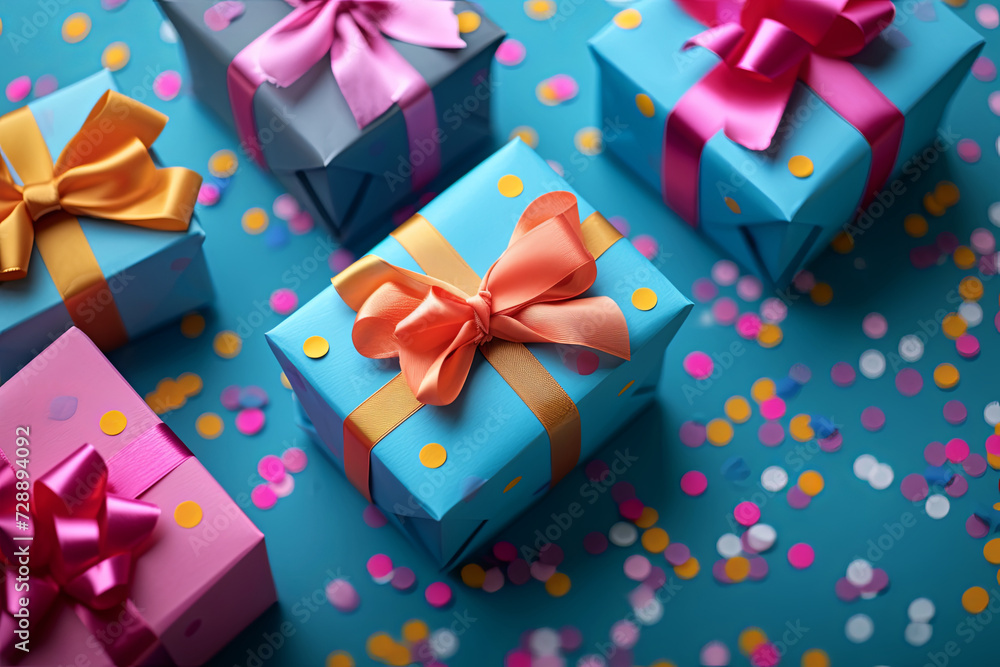 Seamless colorful gift boxes with ribbons Seamless colorful gift boxes with ribbons