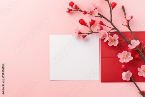 Chinese greeting card mockup copy space, happy Chinese New Year © Оксана Олейник