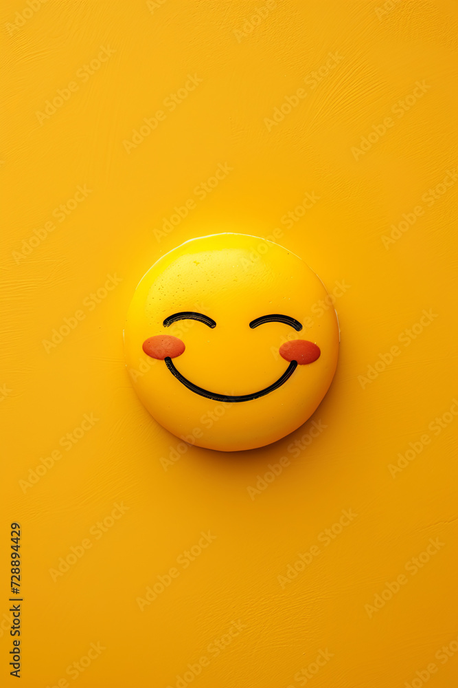 Happy emoji on a yellow background Happy emoji on a yellow background