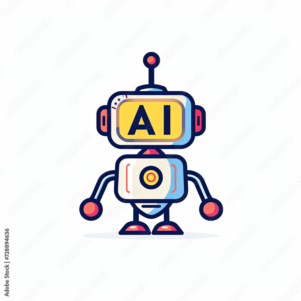 Isolated AI robot icon on white background Isolated AI robot icon on white background