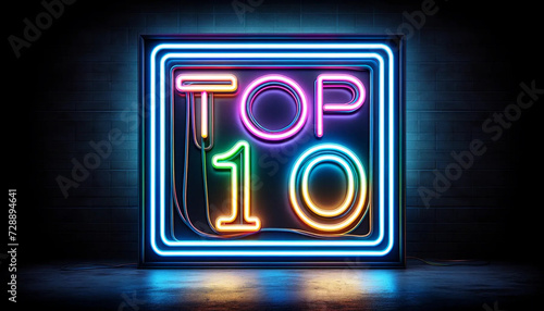 TOP 10 in glowing neon letters