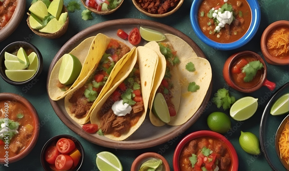 Mexican food, spicy food, different dishes Mexican food, spicy food, different dishes