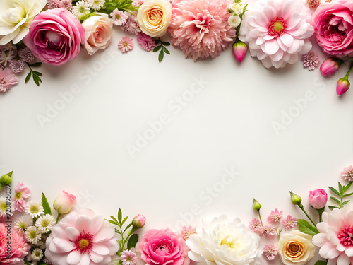 floral background with flowers in shades of pink, valentines day, women's day, mothers day, weddings