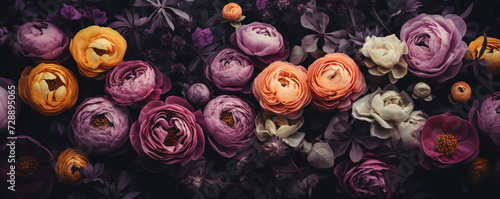 Beautiful purple and apricot colored flower background