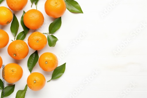 Fruit mock-up. Orange tangerines on a white background, copy space, happy Chinese New Year