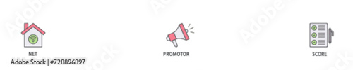 NPS icon set flow process illustrationwhich consists of shopping, customer, rating, like, premium, and store icon live stroke and easy to edit 