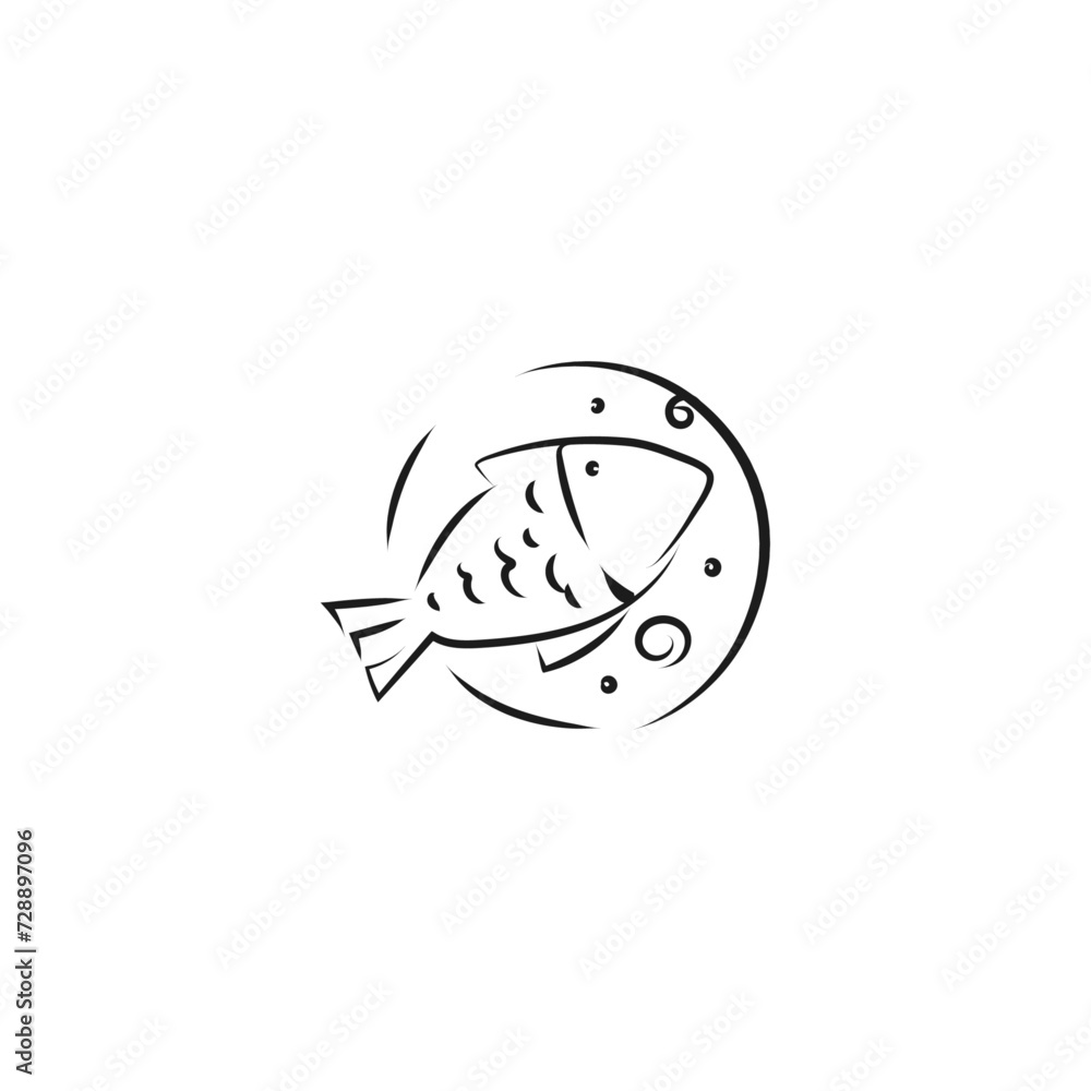 Fish on plate flat vector design Fish on plate flat vector design