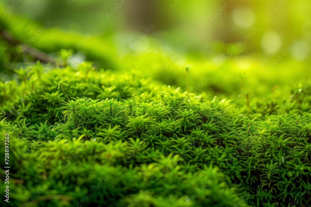 Beautiful green moss on the floor, moss closeup, macro. Beautiful green moss on the floor, moss closeup, macro.