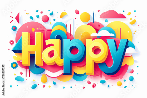 Colorful modern text design of the word  Happy 