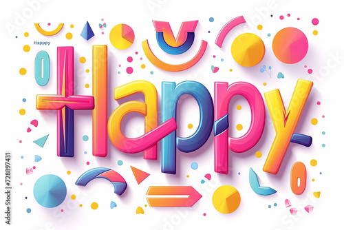 Colorful modern text design of the word  Happy  on white background