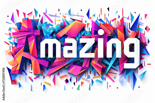 Colorful modern text design of the word  Amazing  on white background