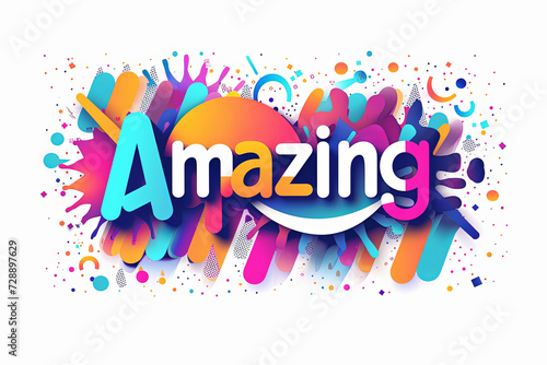 Colorful modern text design of the word "Amazing" on white background