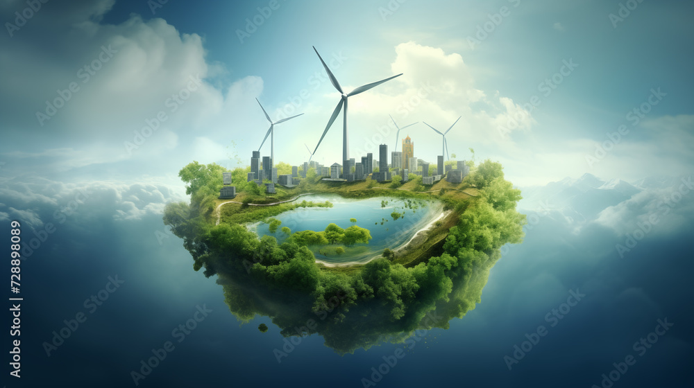 World environment and earth day concept with globe, Green city with ...