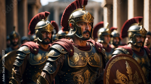 Roman soldier in ornate armor photo