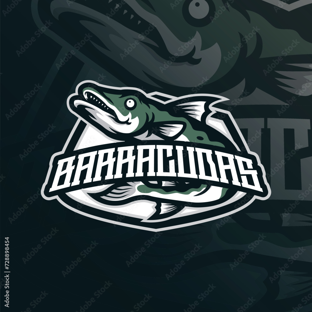 Barracuda mascot logo design vector with modern illustration concept style for badge, emblem and t shirt printing. Angry barracuda illustration.