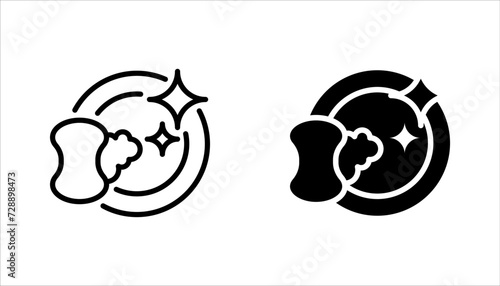 Cleaning dishes line icon set. Dishwasher sign. Clean tableware sign. vector illustration on white background