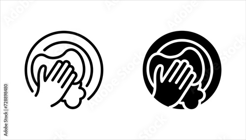 Cleaning dishes line icon set. Dishwasher sign. Clean tableware sign. vector illustration on white background